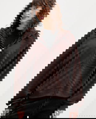 Hollister Co. bluză culoarea maro, cu glugă, uni, KI352-5226-440