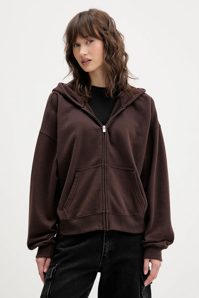 Hollister Co. bluză culoarea maro, cu glugă, uni, KI352-5226-440