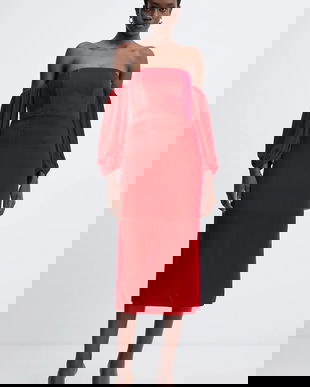 Forte Forte rochie din mătase culoarea roșu, midi, mulată, 14350.mydress