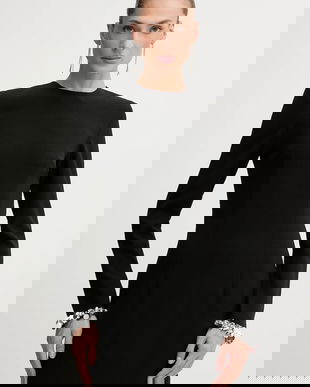 Rotate rochie culoarea negru, mini, evazați, 115165100