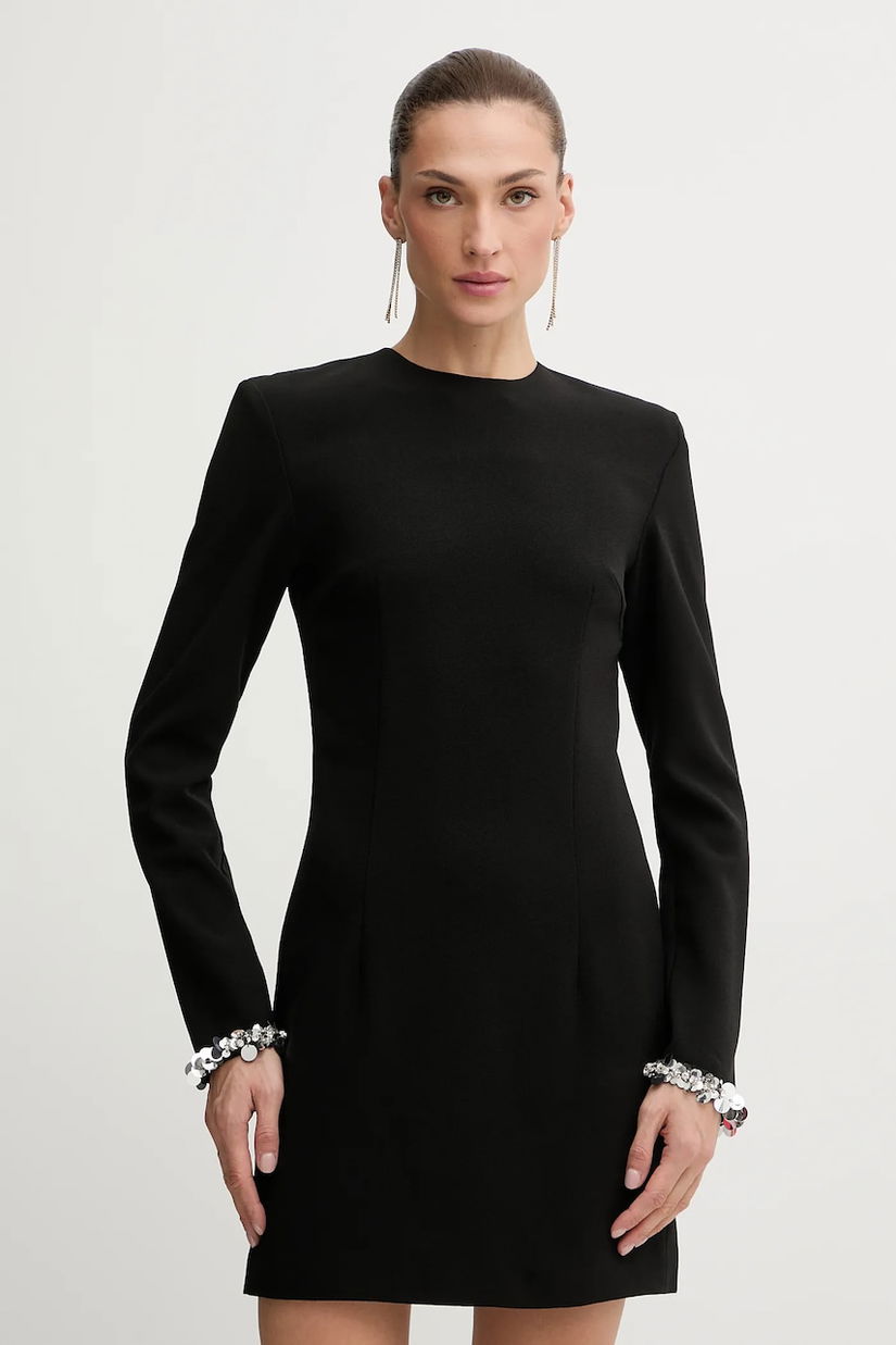 Rotate rochie culoarea negru, mini, evazați, 115165100