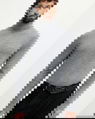 Michael Kors pulover de lână culoarea gri, light, cu guler, CF460F97AP