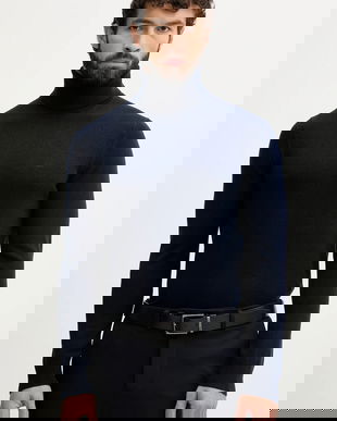 Michael Kors pulover de lână culoarea bleumarin, light, cu guler, CF460F97AP