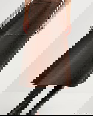 Sandro Ferrone fustă culoarea maro, midi, evazați, S48YBFLIN