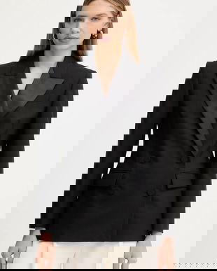 Weekend Max Mara geacă de lână BRIGIDA culoarea negru, cu două rânduri de nasturi, uni, 2525046013600