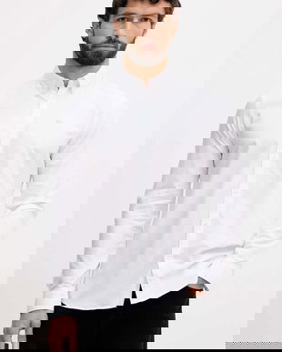 Lindbergh camasa din bumbac culoarea alb, 30.225020