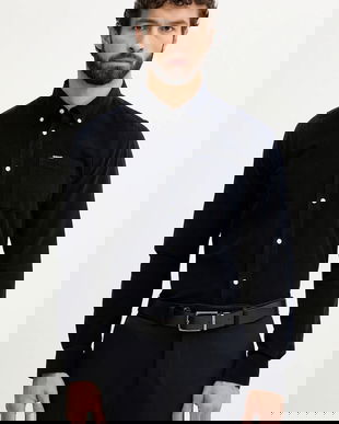 Barbour cămașă din bumbac RAMSEY culoarea negru, cu guler button-down, regular, MSH5001