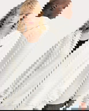 New Era bluză culoarea gri, cu glugă, melanj, 60752360