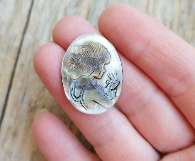 Cabochon camee sidef, 30x22 mm