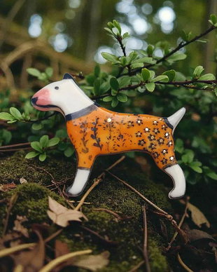 Brosa din portelan pictata manual Bull Terrier