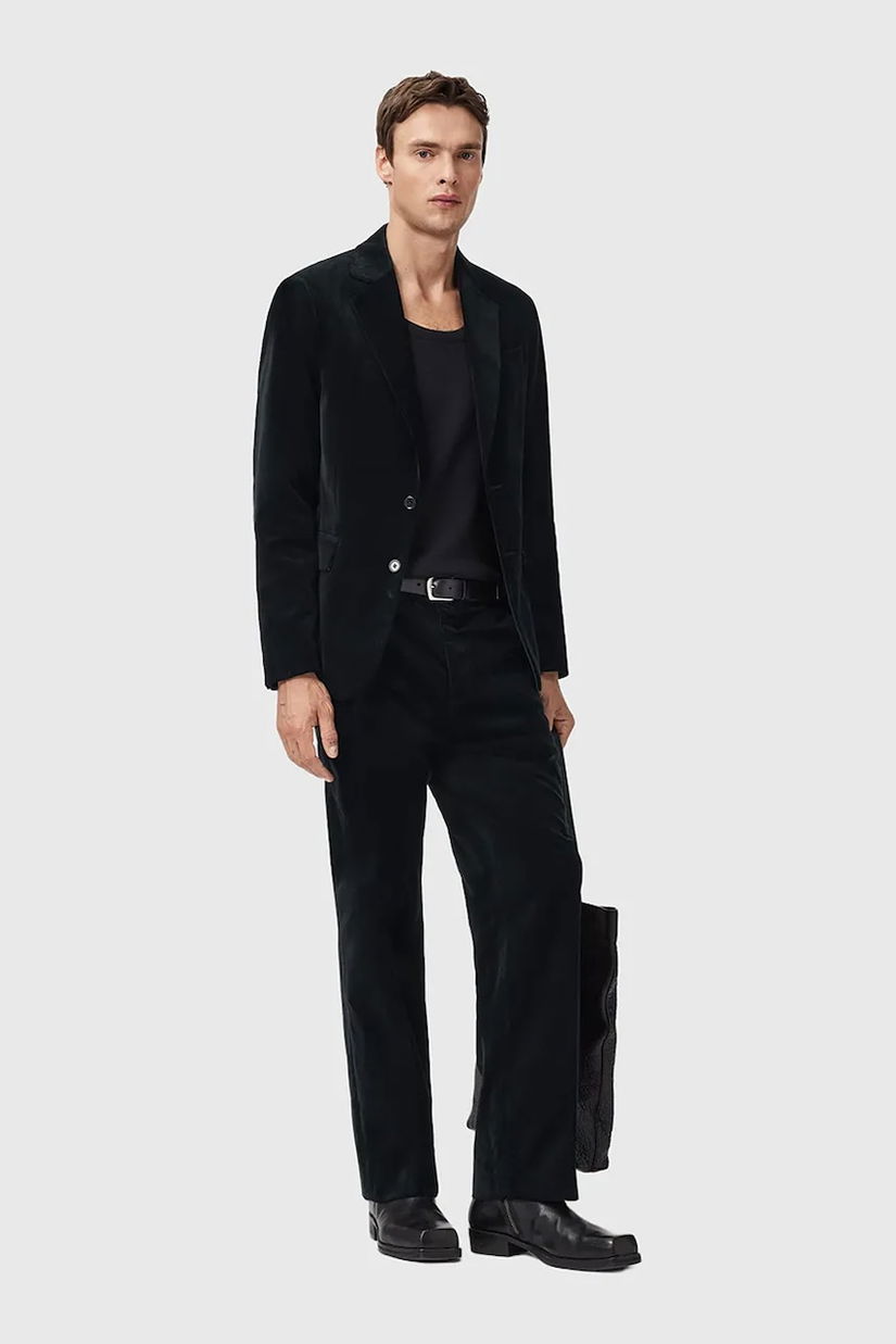 AllSaints pantaloni de bumbac SAGA culoarea negru, drept, M018QD