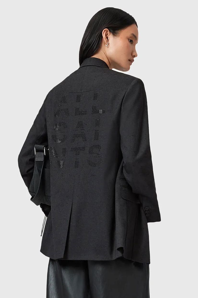 AllSaints sacou ESSIE culoarea gri, un singur rând de nasturi, W008QD