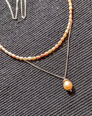 Colier argint perle naturale de cultura baroc somon violaceu nuante lant argint minimalist boho chic trendy