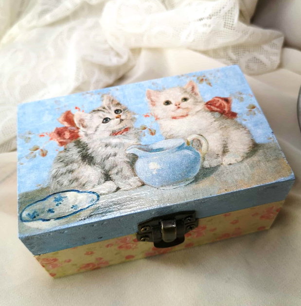 Set cadou Craciun - cutie si glob cu pisicute