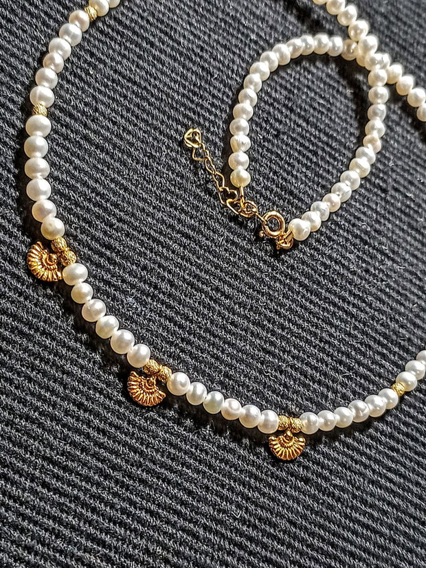 Colier vermeil perle naturale de cultura charm argint placat cu aur minimalist boho chic trendy - Transport gratuit