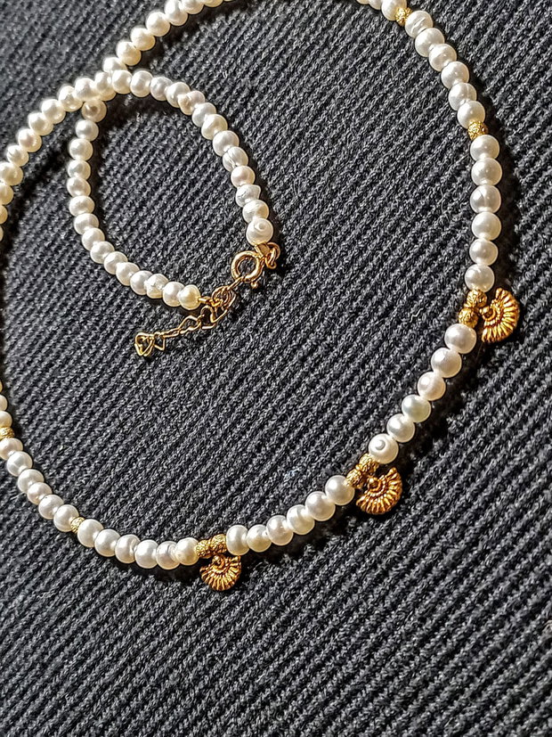 Colier vermeil perle naturale de cultura charm argint placat cu aur minimalist boho chic trendy - Transport gratuit