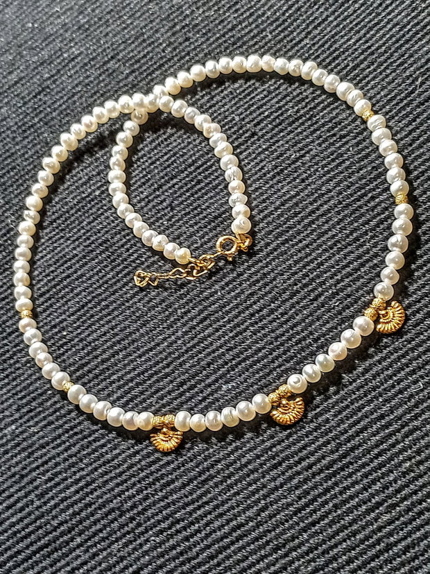 Colier vermeil perle naturale de cultura charm argint placat cu aur minimalist boho chic trendy - Transport gratuit