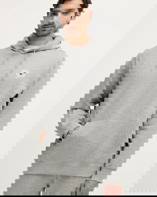 Converse bluză culoarea gri, cu glugă, cu imprimeu, CVM5K981