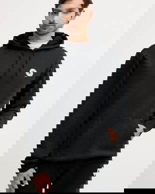 Converse bluză culoarea negru, cu glugă, cu imprimeu, CVM5K981