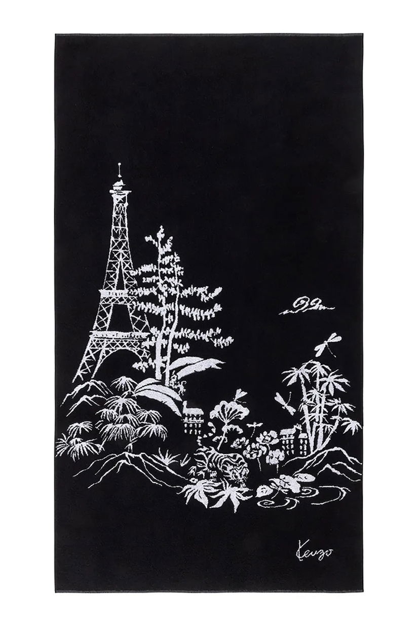 Kenzo prosop de plajă K ESTAMP 90 x 160 cm culoarea negru