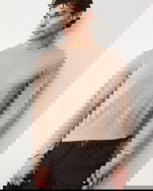 Medicine pulover de lana culoarea bej, light