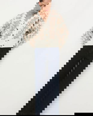 Medicine cardigan din amestec de lana culoarea bej