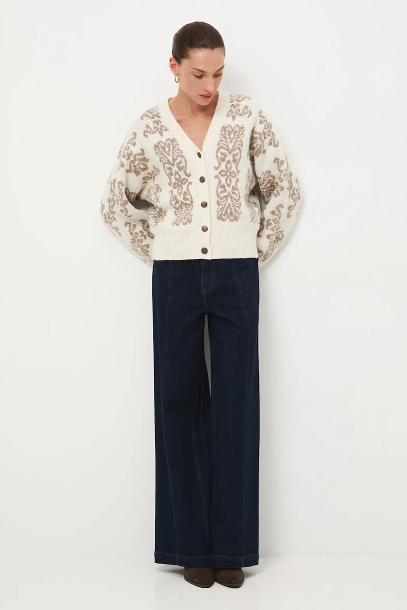 Medicine cardigan din amestec de lana culoarea bej