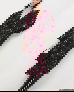 Medicine rochie culoarea negru, midi, evazati