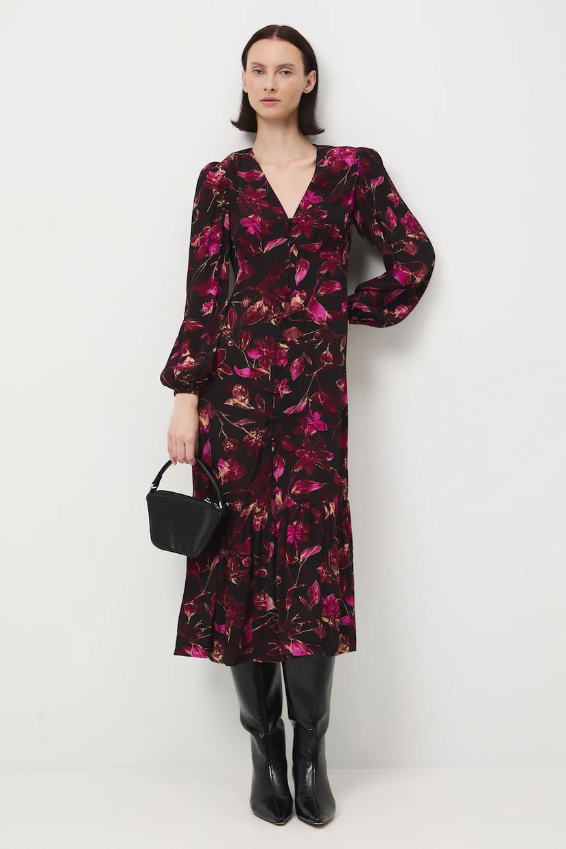 Medicine rochie culoarea negru, midi, evazati