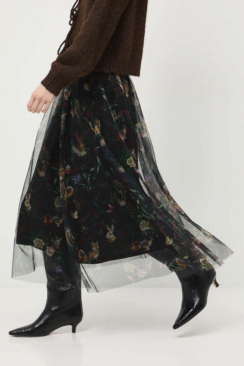 Medicine fusta culoarea negru, midi, evazati