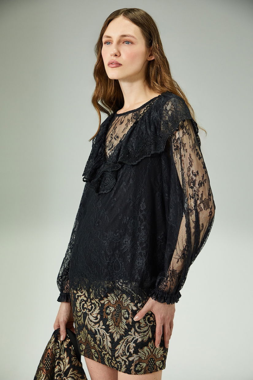 Medicine bluza culoarea negru, cu imprimeu