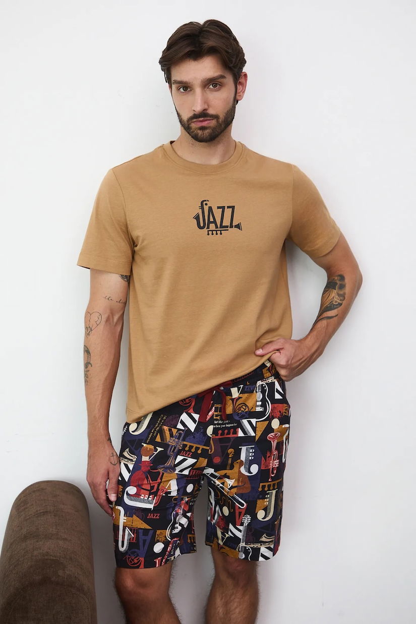 Medicine pijamale de bumbac culoarea bej, modelator