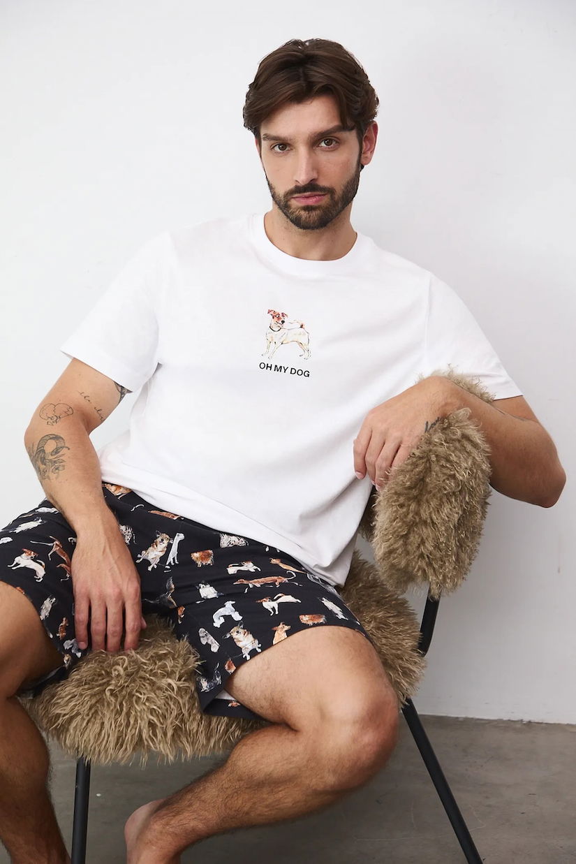 Medicine pijamale de bumbac culoarea alb, modelator