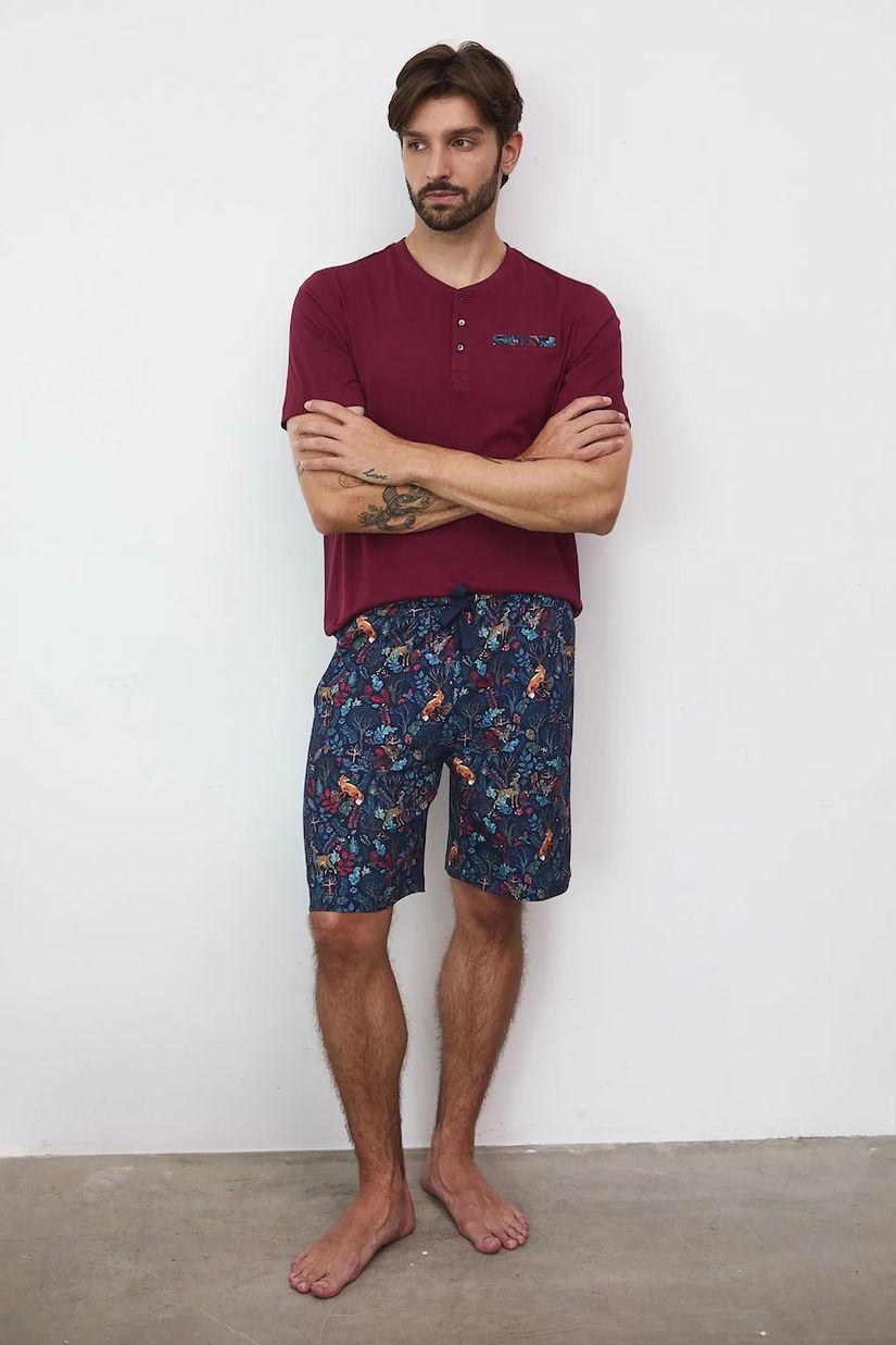 Medicine pijamale de bumbac culoarea bordo, modelator