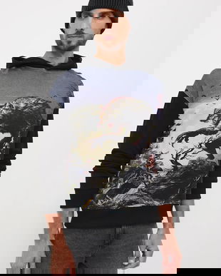 Medicine hanorac de bumbac culoarea negru, cu glugă, modelator