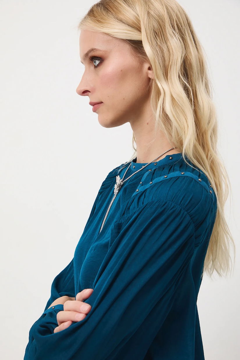 Medicine bluza culoarea turcoaz, neted