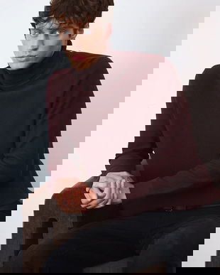 Medicine pulover de bumbac culoarea maro, cu guler