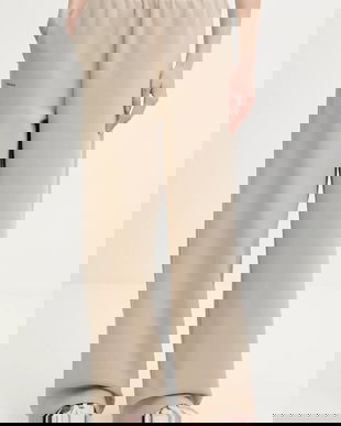 Pangaia pantaloni de trening din bumbac culoarea bej, uni, 10002676