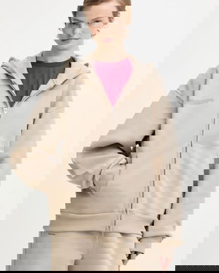 Pangaia hanorac de bumbac culoarea bej, cu glugă, uni, 10002675