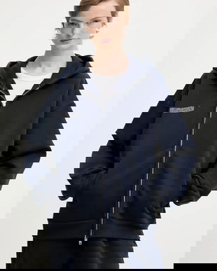 Pangaia hanorac de bumbac culoarea bleumarin, cu glugă, uni, 10002675