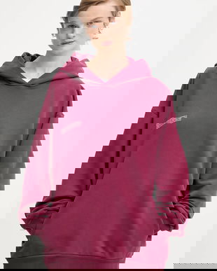 Pangaia hanorac de bumbac culoarea bordo, cu glugă, uni, 10000180