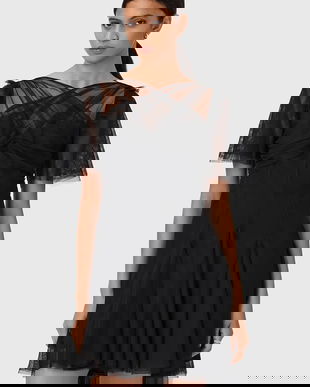 AllSaints rochie MADI culoarea negru, mini, evazați, W005DD