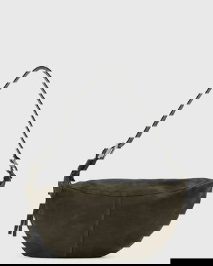 AllSaints geantă de mana din piele întoarsă LUNA culoarea maro, W388XD