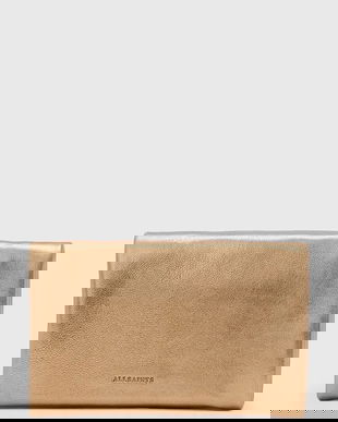 AllSaints portofel de piele HARLUNA culoarea auriu, W205XD