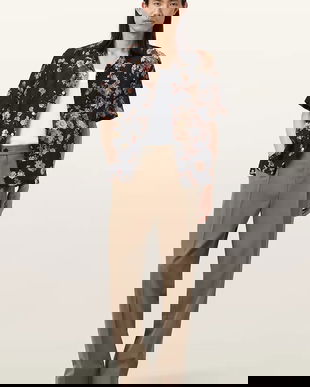 AllSaints pantaloni cu lână TALLIS culoarea maro, drept, M021TD