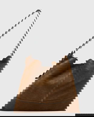 AllSaints geantă de mana din piele întoarsă ASHA culoarea maro, W368XD