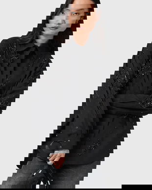 AllSaints cămașă din bumbac GEMI culoarea negru, cu guler clasic, regular, W028PD