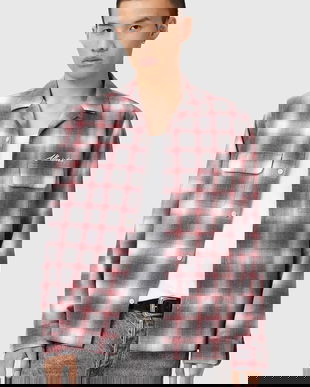 AllSaints cămașă SHAMS culoarea roșu, relaxed, M034SD