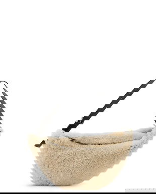 AllSaints poșetă de piele LUNA culoarea bej, W217XD