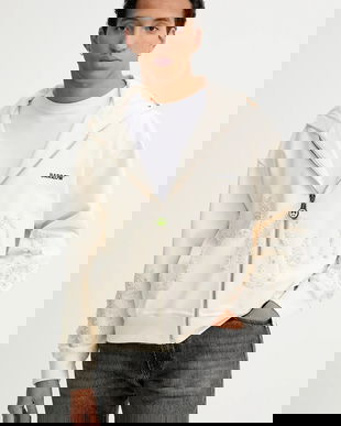 Barrow hanorac de bumbac culoarea bej, cu glugă, cu imprimeu, F5BWUAZH080